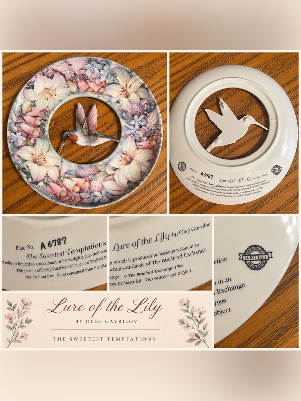 Floral Hummingbird Ring Wall Accent โ Lure of the Lily numbered plate